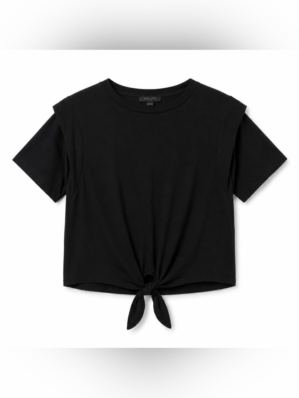 All Saints Black Tie-Front Crop Top